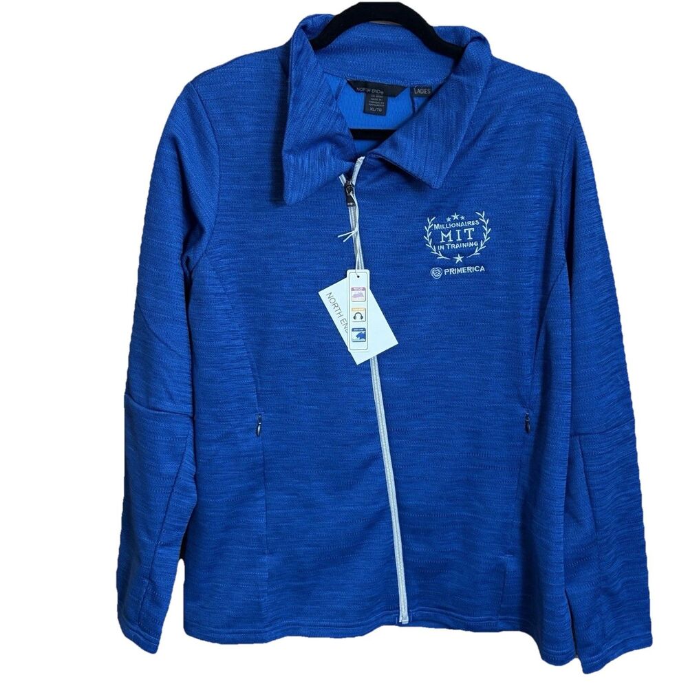 North End Women's Full Zip Jacket Blue XL Knit Polyester Zipped Pockets Outdoors